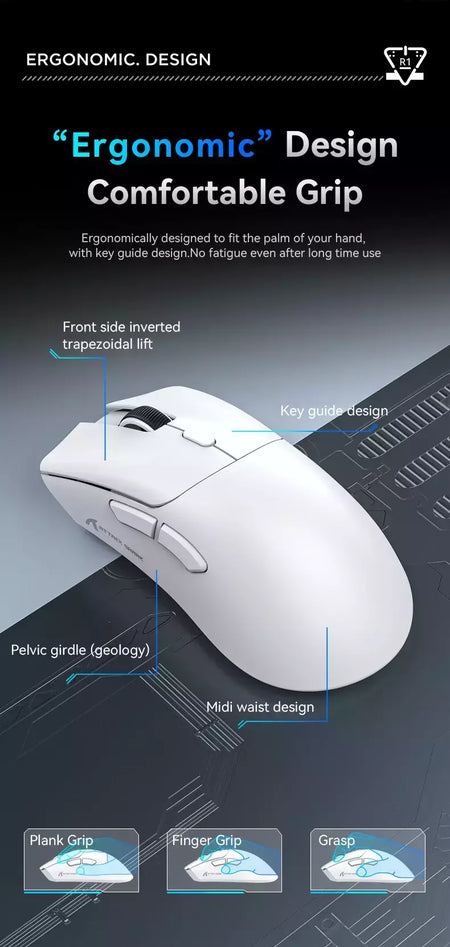 Mouse sem fio Bluetooth Gaming, Pixel Art, R1 Superlight, 2.4G, Sensor ajustável, 6 DPI ajustável para Office Game