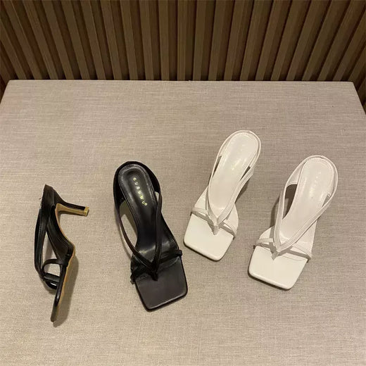 Chinelos femininos de salto alto, chinelo sexy, chinelo feminino, salto fino, nova moda, verão, 2024