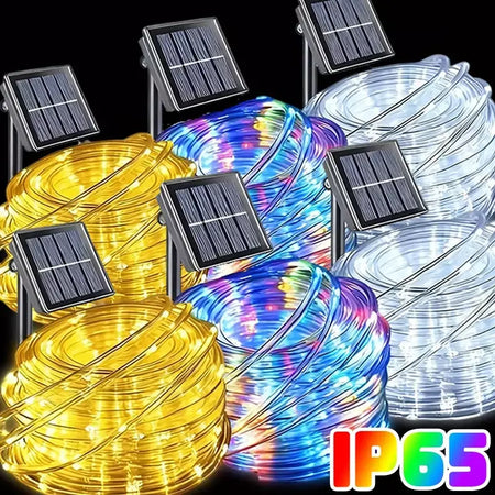 Led solar corda luz de tira corda 7m jardim iluminação rua guirlanda natal luzes fadas ao ar livre ip65 à prova dip65 água tubo lâmpada