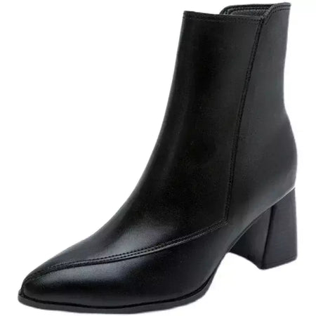 Botas femininas finas e finas estilo britânico, dedo apontado, zíper lateral, preto, nu, novo, primavera e outono, 2024