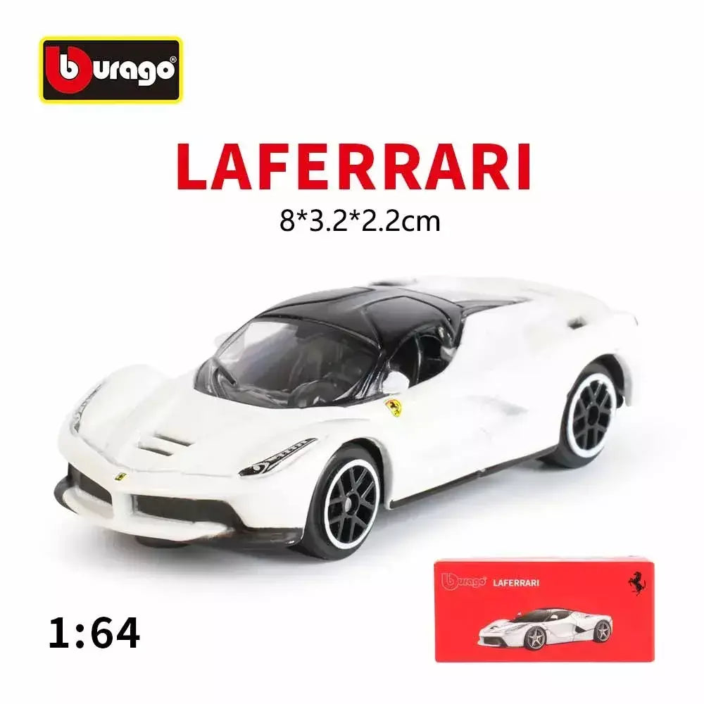 Coleção Ferrari Bburago 1:64 - modelos fundidos em liga LaFerrari 458 Enzo SF90, mini carros de simulação, conjunto de presente para adultos e crianças