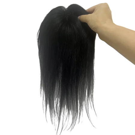 Nenhum clipes de cabelo humano franja francesa gancho e laço pasta mágica toppers para mulheres fácil de usar adesivos de costura remendos de cabelo extensão