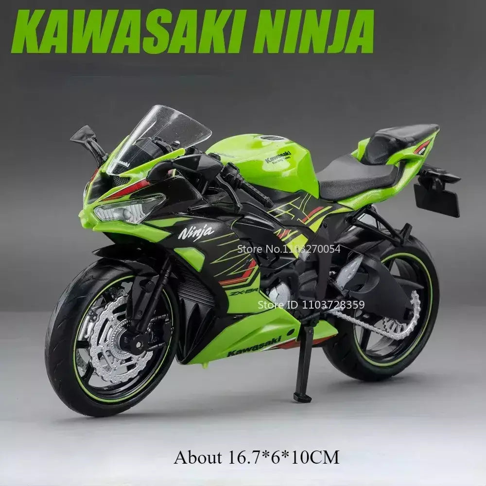 1:12 sportster modelo de brinquedo motocicletas liga diecast nijia ZX-6R motos som luz absorção choque pneus borracha crianças presente