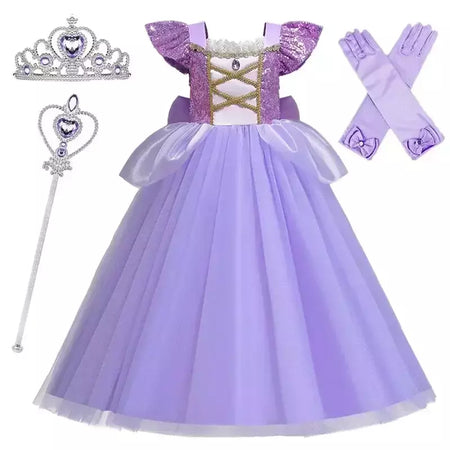 Rapunzel vestido para meninas cinderela belle vestir-se fantasia crianças aniversário princesa traje crianças roupas de festa de halloween 3-10y