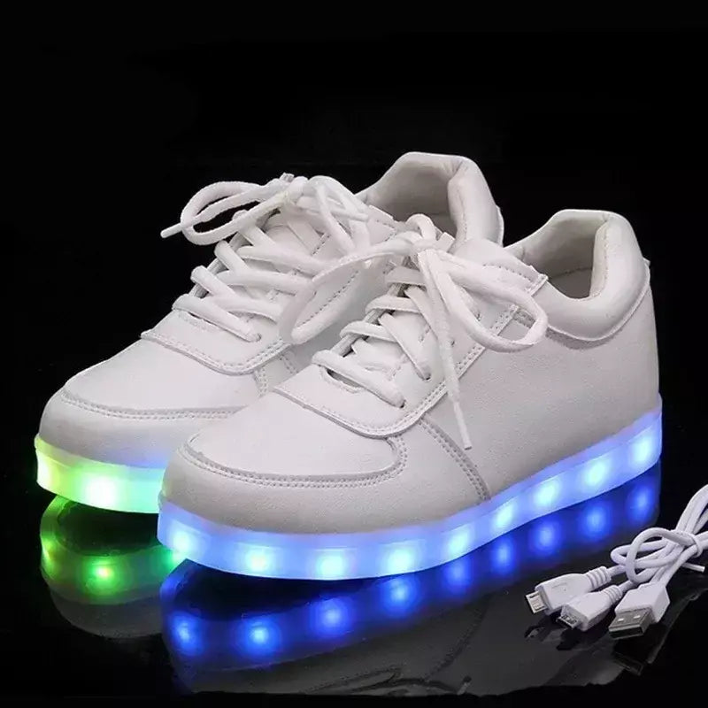 Maogu 2024 adulto unissex das mulheres dos homens criança tênis luminosos brilhante carga usb meninos led colorido light-up sapatos meninas calçados