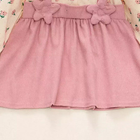Outono novas meninas recém-nascidas vestido de manga longa dos desenhos animados fragmentado flor lapela bebê vestido de princesa flor cinta vestido