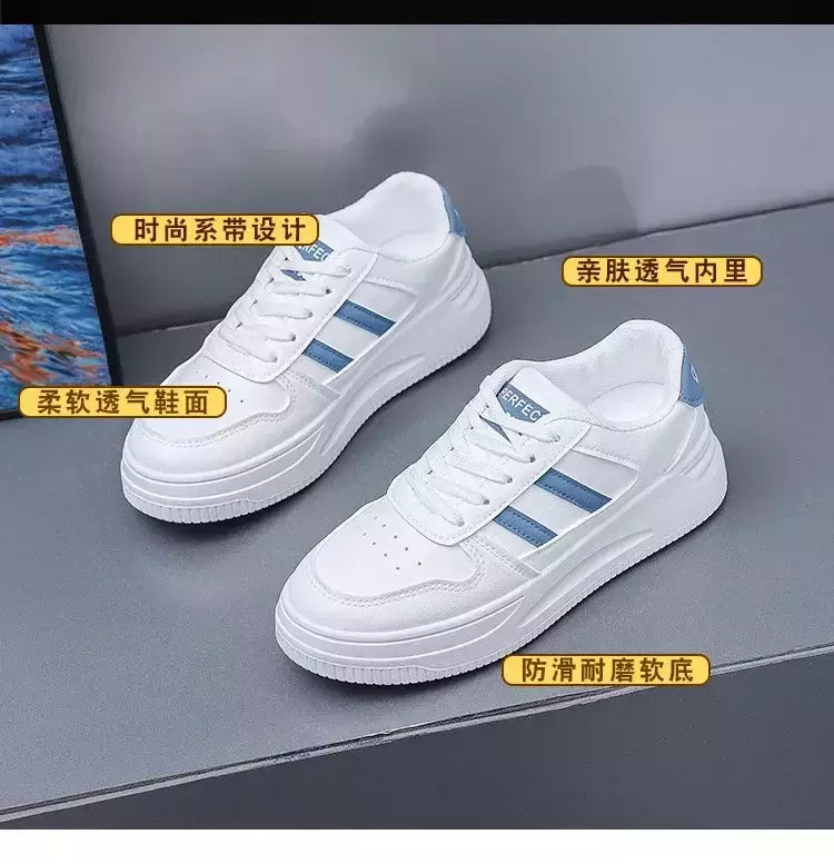 Calçado esportivo casual resistente ao desgaste para mulheres, tênis feminino respirável, sapatos brancos simples para senhora, novo, 2024