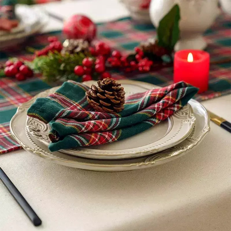 Classic Scottish Tartan Plaid Cloth Guardanapos, casa, hotel, decoração de mesa de jantar, Natal, 40x40cm, 4pcs por conjunto, 2023