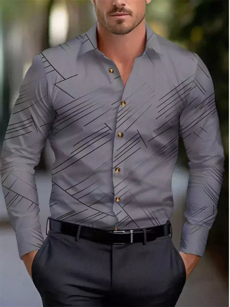 Camisa casual padrão meteoro de colarinho de botão masculino, macio e confortável blusa esportiva, tamanho XS-6XL, moda, novo
