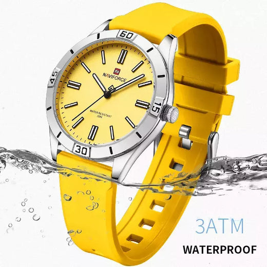 Naviforce relógio de pulso feminino simples, pulseira de silicone impermeável, novo design, moda, para senhoras, 2024