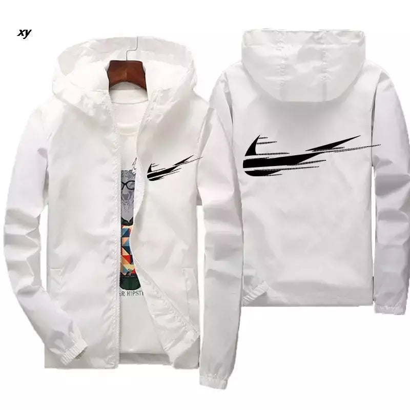 Jaqueta impermeável com capuz masculino, blusão, outwear masculino, streetwear casual, roupas da moda, primavera, outono, 2024