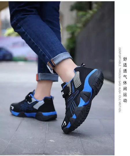 Quatro estações de couro crianças sapatos antiderrapantes ao ar livre tênis caminhada casual meninos esporte tênis tamanho 28-39