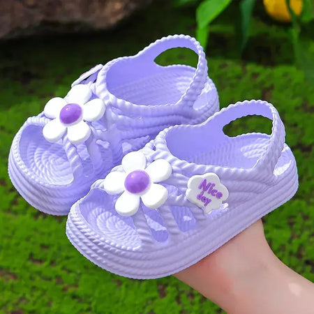Sandálias para meninas verão nova moda princesa sapatos eva antiderrapante fundo macio flor indoor e outdoor sandálias infantis
