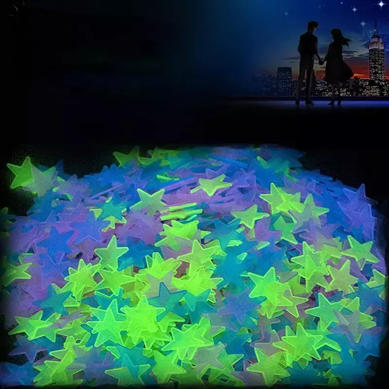 100Pcs Luminous 3D Estrelas Glow In The Dark Adesivos de parede para crianças Quartos de bebê Quarto Teto Home Decor Fluorescente Star Adesivos