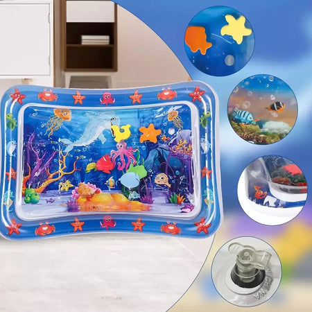 Tapete de jogo sensorial de água engrossado tapete de água inflável para gato e cão pet playmat com peixe mar oceano tema brinquedo sensorial água