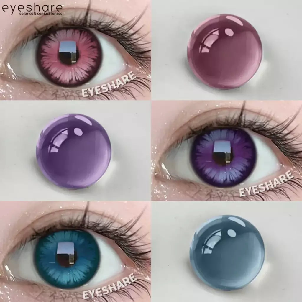 AMARA 1 par de lentes de contato coloridas para olhos, lentes azuis para cosplay de anime, lentes coloridas roxas, rosa y2k, lentes vermelhas coloridas