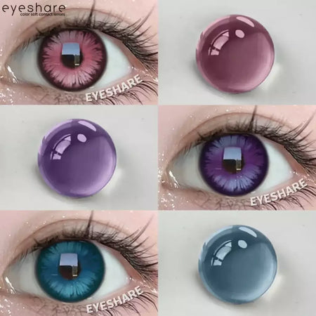 AMARA 1 par de lentes de contato coloridas para olhos, lentes azuis para cosplay de anime, lentes coloridas roxas, rosa y2k, lentes vermelhas coloridas