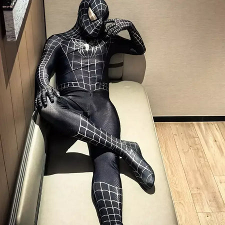 Anime super-herói toby preto veneno homem aranha cosplay macacão apertado halloween cosplay traje de aranha preta
