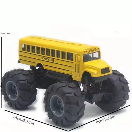 Modelo pullback brinquedo de ação monster truck liga rodas grandes jogar veículo carro presentes para meninos meninas monstro ônibus escolar metal fundido