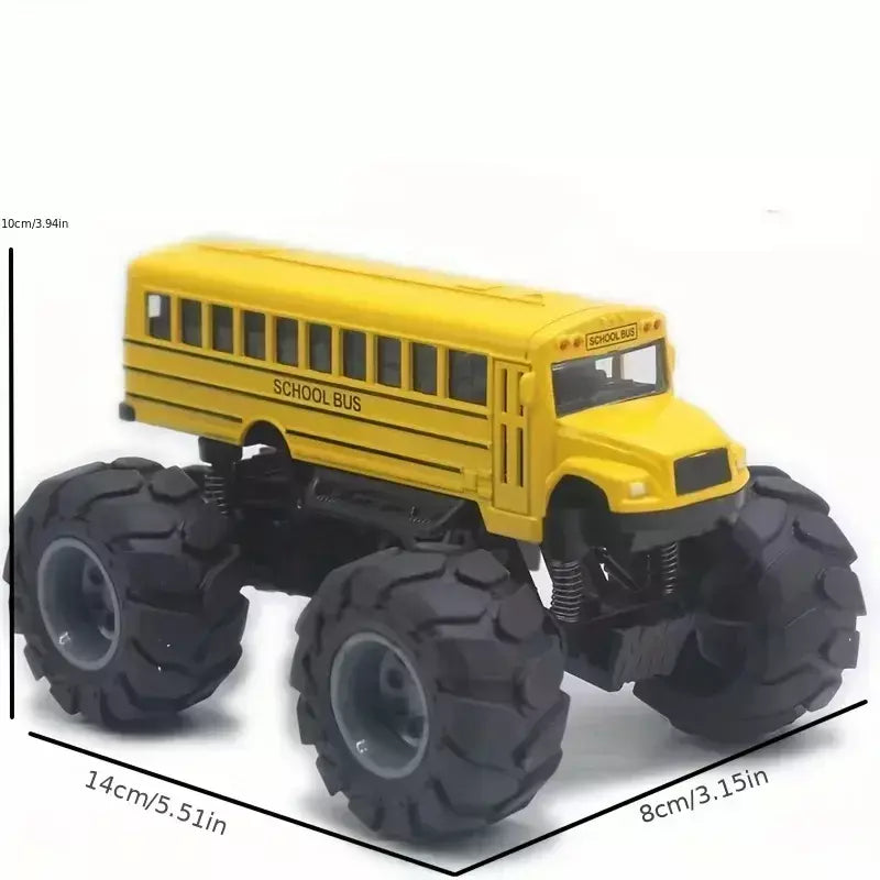 Modelo pullback brinquedo de ação monster truck liga rodas grandes jogar veículo carro presentes para meninos meninas monstro ônibus escolar metal fundido