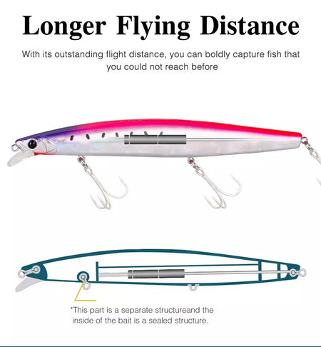 TSURIKNOYA-STINGER 163S-Ultra Long Casting Saltwater Sinking Minnow, Iscas de Pesca, Iscas Artificiais Duras para Robalo, 163mm, 34.2g