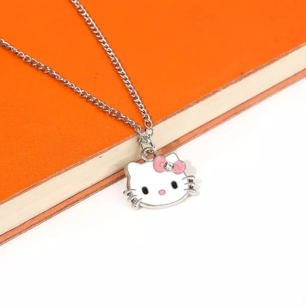 Olá kitty pingente colares moda arco bonito gato colar para mulheres homens jóias acessórios presentes menina metal kt gato pingente
