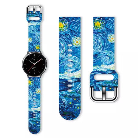 Pulseira impressa série van gogh de 20mm para samsung galaxy watch 7/6/5 40mm 44mm pulseira substituível para xiaomi huawei amazfit