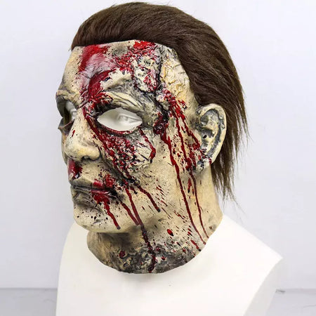 Máscara de látex masculina Michael Myers, rosto cheio, rímel, Rave Cosplay, filmes, brinquedos complicados, terror, fantasias extravagantes, máscara de terror