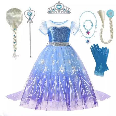 Elsa menina vestidos princesa traje crianças lantejoulas fantasia crianças cosplay rainha roupas halloween carnaval vestidos de festa