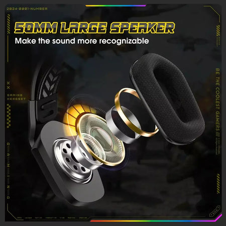 ONIKUMA X13 Gaming Headset com microfone RGB luzes sobre a orelha fone de ouvido com fio para PC laptop jogos e música