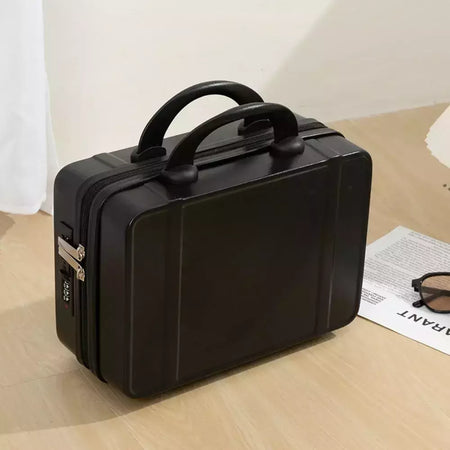 Mão estilo japonês com alça na bagagem, cosméticos para maquiagem, bolsa organizadora de viagem com protetores metálicos 14";;VERDADEIRO;;"Black
