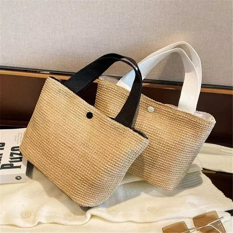 Fsafashion-bolsa de tecido palha para mulheres, bolsa casual para férias, bolsas com alça superior, bolsas de ombro retrô artesanais, moda feminina, 2024