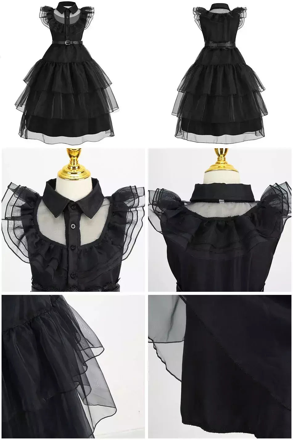 Crianças addams traje do bebê meninas família cosplay traje de halloween crianças família dança vestido preto quarta-feira pageant fantasia