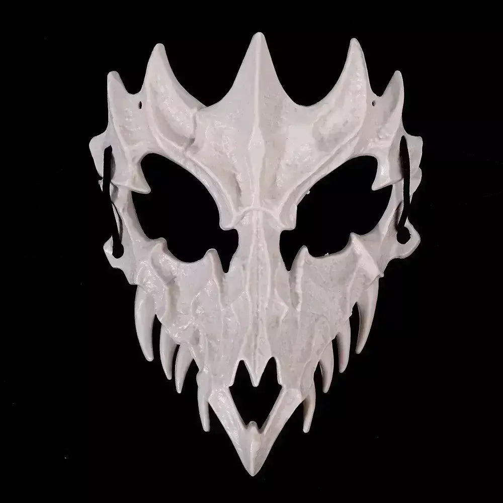 Festa crânio máscara dentes longos demônio esqueleto meia máscara facial lobo dragão tigre houjuu nue máscara cosplay traje de halloween adereços