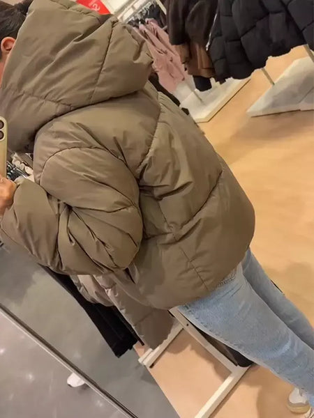 Inverno quente curto puffer jaquetas feminino solto parkas casaco moda com capuz pão jaqueta outwear algodão-acolchoado jaqueta