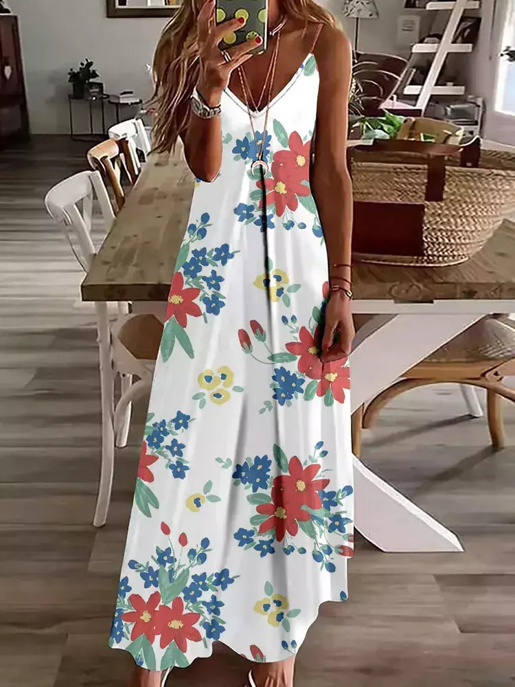 Vestido de cabeçada com estampa floral elegante feminino, casual roupas de praia, plus size, férias, Havaí, novo, 2024