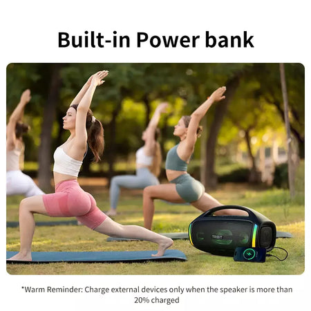TRIBIT StormBox Blast 2 - Caixa de som Bluetooth potente, 200 W de potência com subwoofer, caixa de som grande, à prova d'água IP67, 30 h de reprodução, controle por aplicativo, LED RGB, para karaokê de festa