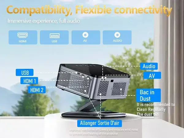 XWBSY 2025 Projetor de foco laser TOF 45000Lumens Moive Projetor de luz diurna portátil 4K Android 12.0 Projetor LED WIFI6/20MS