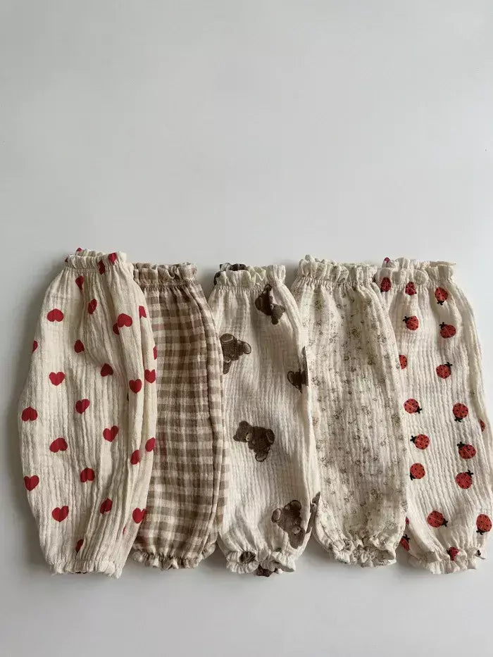 Calças de bebê de algodão orgânico recém-nascidos outono primavera verão inverno bonito impressão macia musselina roupas calças pantalons capris