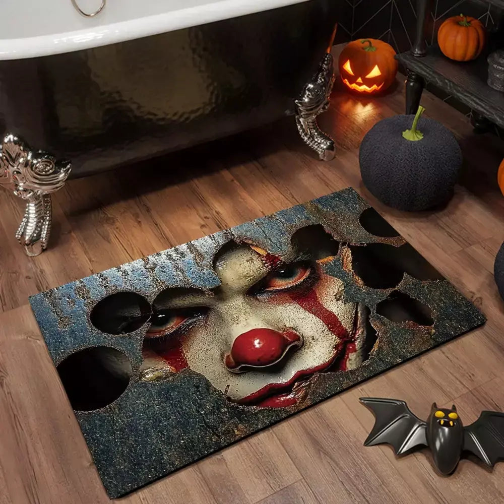 Tapete de porta de halloween assustador pennywise palhaço porta sala de estar, quarto, cozinha, entrada antiderrapante tapete corredor