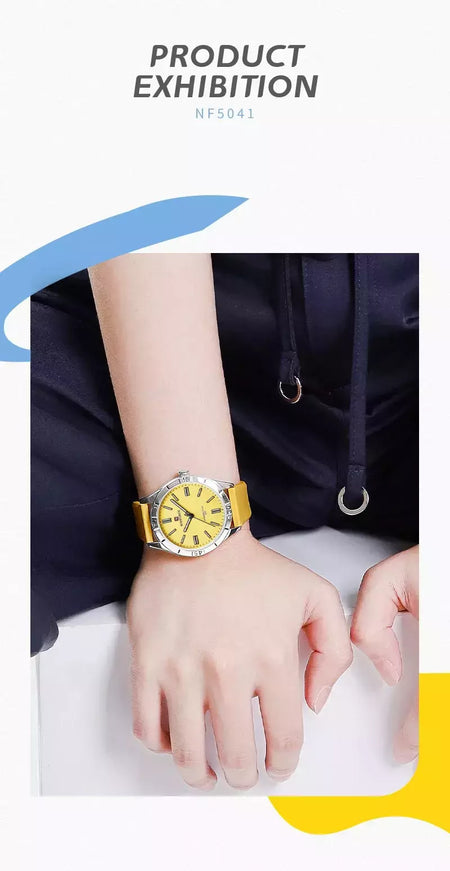 Naviforce relógio de pulso feminino simples, pulseira de silicone impermeável, novo design, moda, para senhoras, 2024