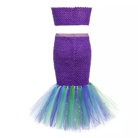 Meninas escala roxa princesa sereia ariel cosplay vestido de halloween vestido de festa de aniversário meninas verão praia vestido de férias