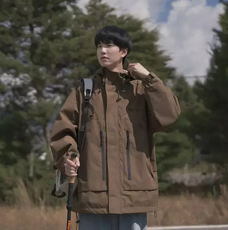 Jaqueta masculina vintage à prova de vento, jaqueta ao ar livre estilo montanha americana funcional casaco de trabalho primavera japão retrô streetwear
