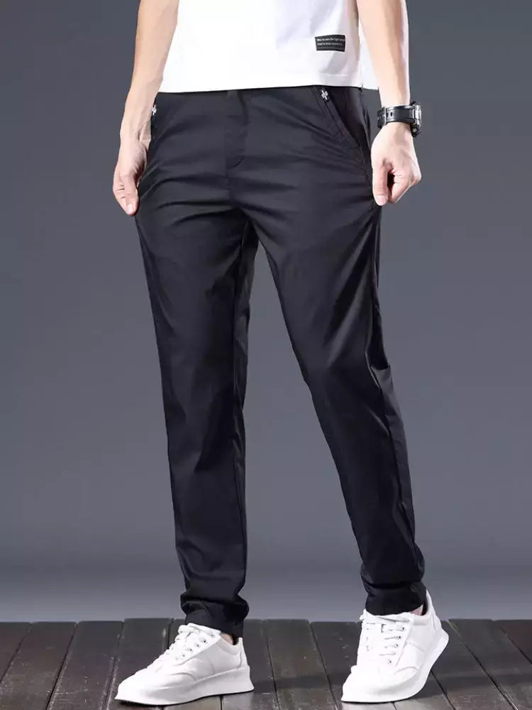 Calça reta masculina de alfaiataria social, calça masculina de algodão, para cima fina e casual, calça empresarial chinesa, clássica, para cima, verão
