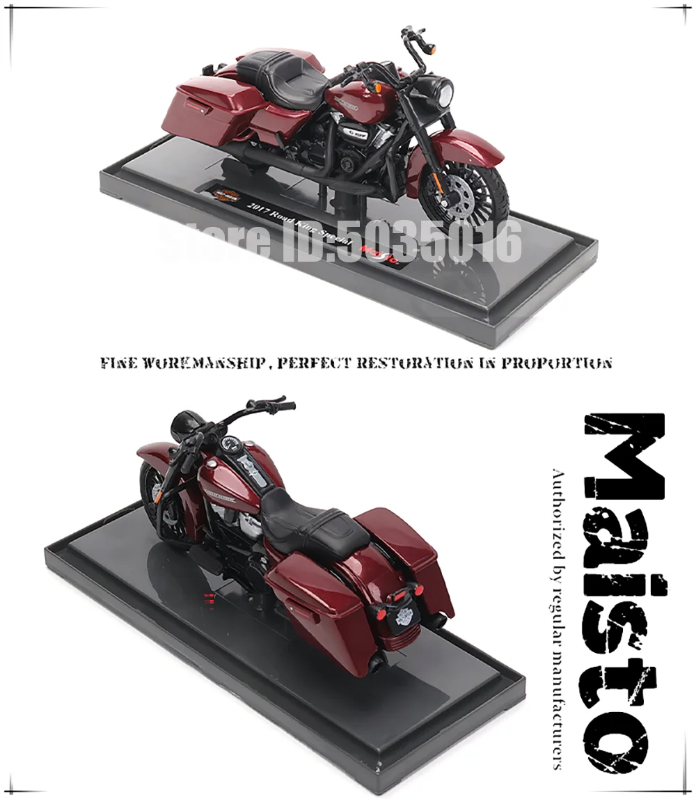 Maisto 1:18 Harley-Davidson Motocicleta 2022 Road King 2022 Fat Bob 114 Liga Modelo de Motocicleta Coleção de Carros de Brinquedo