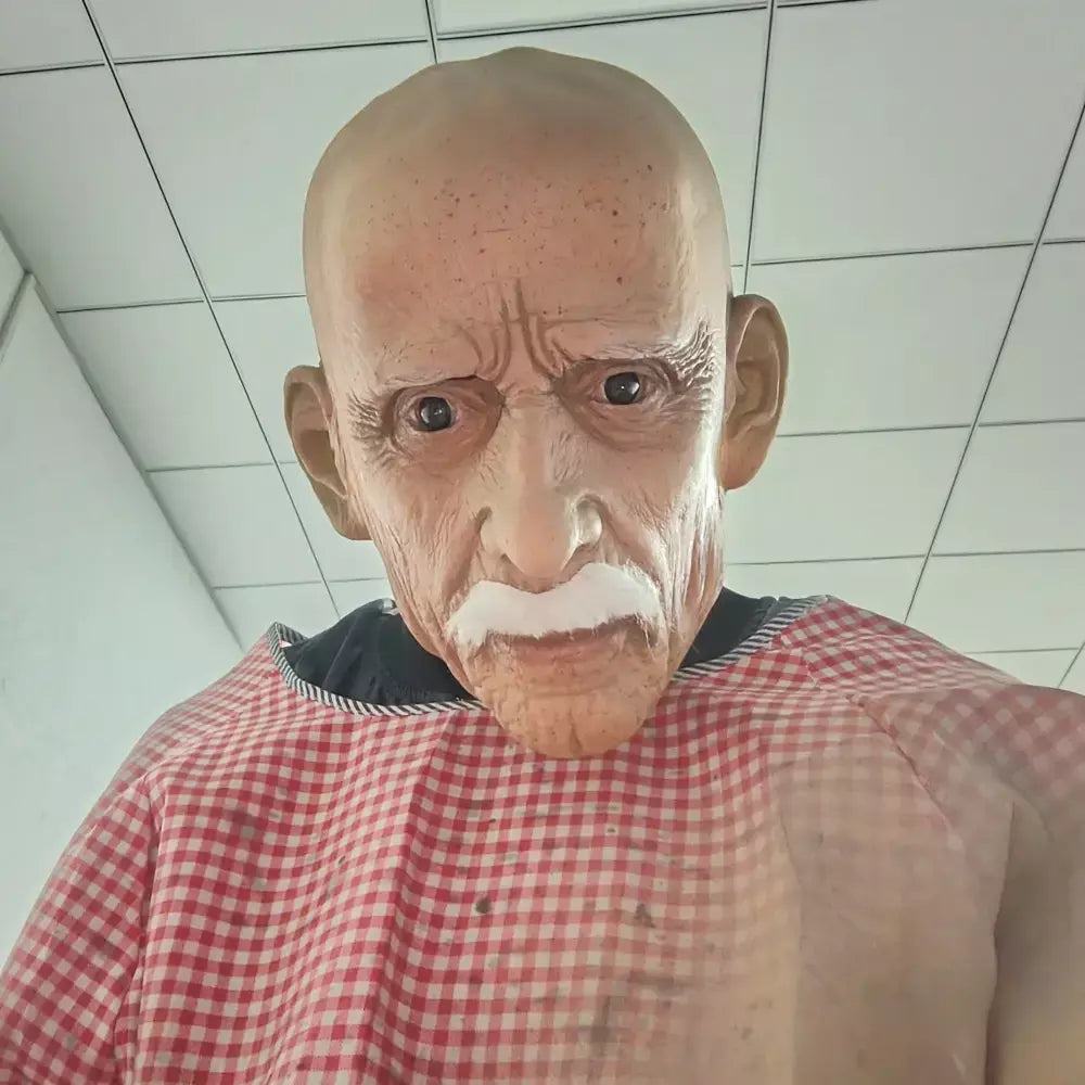 Máscara de cabeça cheia látex realista homem rosto barba traje de halloween adereços festa velho látex máscara de halloween cosplay festa chapelaria