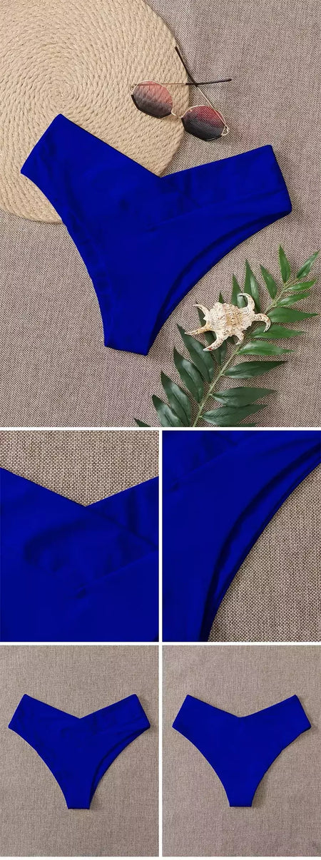 Tanga brasileira de biquíni para mulheres, semi-banho, roupa de praia sexy V cheeky, banho preto para senhoras, natação