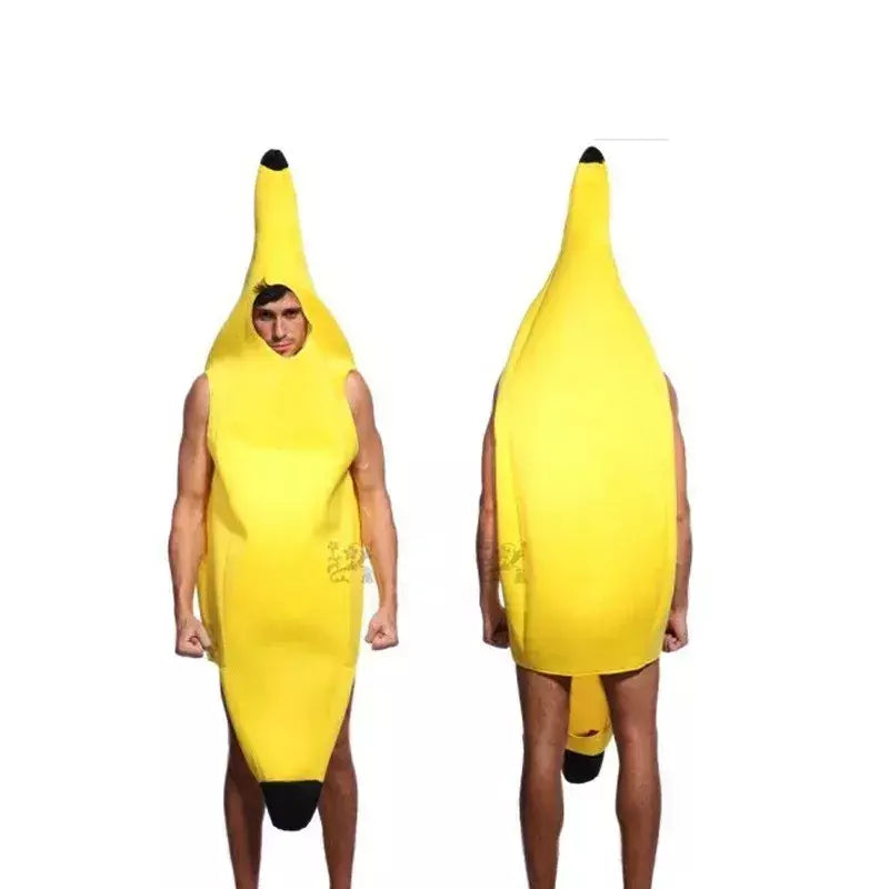 Criança/adulto unissex divertido conjunto de banana amarelo traje luz halloween fruta fantasia festa feriado dança vestido traje