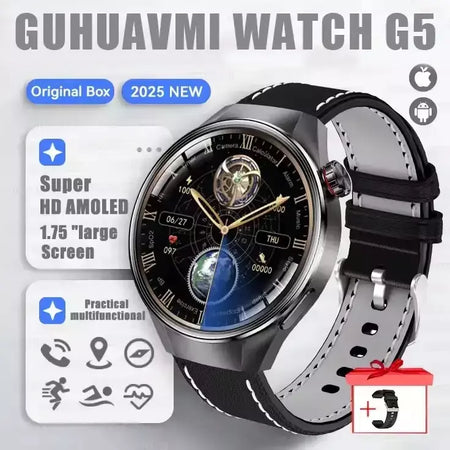2025 novo relógio original g5 plus relógio inteligente 1.75 "hd tela amoled gps pista freqüência cardíaca bluetooth chamada bússola smartwatch para homem