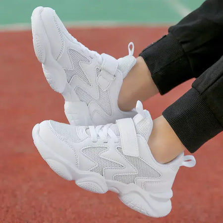 Branco crianças sapatos para meninos e meninas moda crianças confortáveis tênis respiráveis antiderrapante escola casual calçado de caminhada